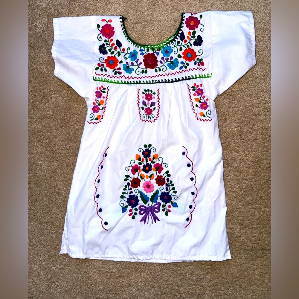 Unique hand embroidered Puebla toddler girls dress